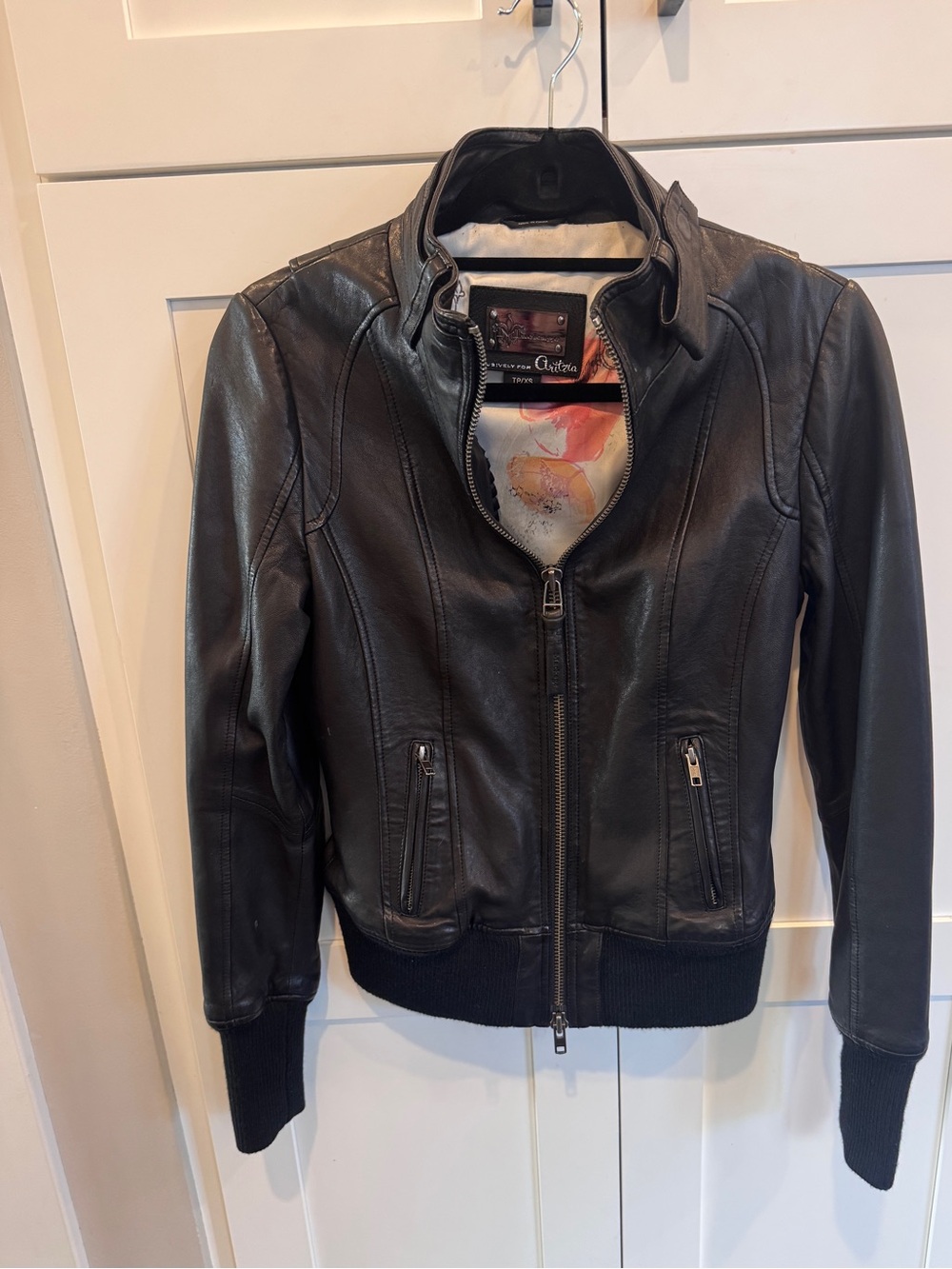 Mackage for Aritzia lambskib Leather Bomber Jacket
